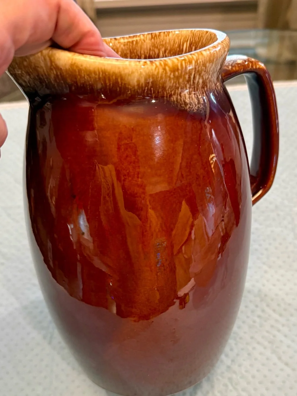 Vintage Hull Pottery Brown Drip Glaze Pitcher - Oven Proof USA Mid-Century